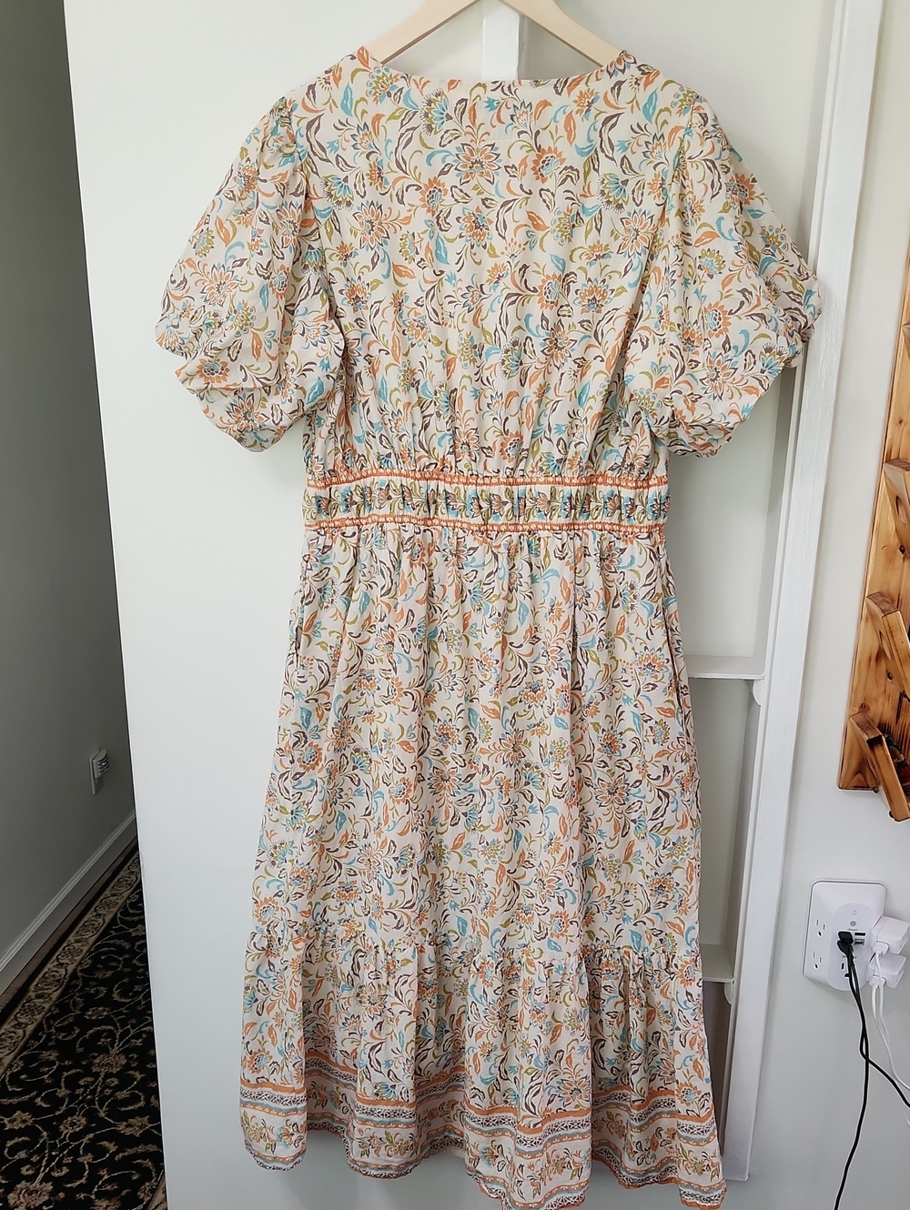 Anthropologie LEA Floral Puff Sleeve Maxi Dress Cotton Boho Cottagecore 1X EUC - Picture 3 of 16